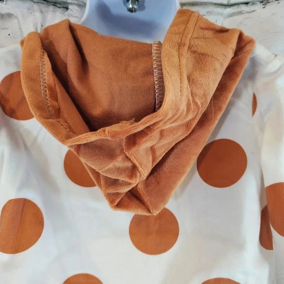 6-9M Super Soft Brown and White Cow 2 piece Velvet with Hooded Ears Baby Set - Picture 7 of 9